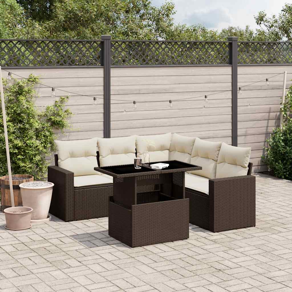 Set Mobilier De Grădină Cu Perne, 6 Piese, Negru, Poliratan