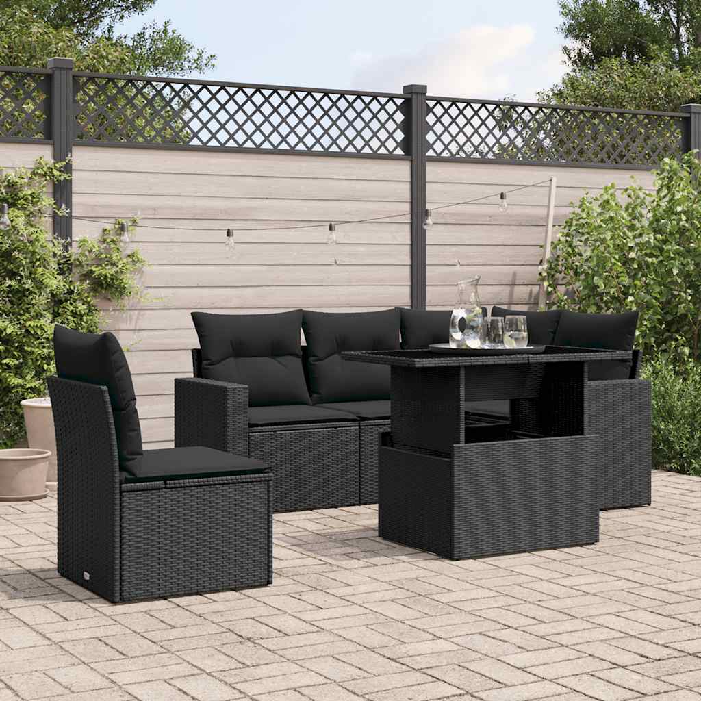 Set Canapele De Grădină Cu Perne, 6 Piese, Bej, Poliratan