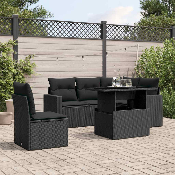 Set Canapele De Grădină Cu Perne, 6 Piese, Bej, Poliratan