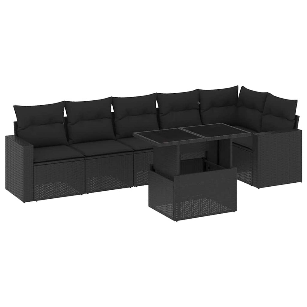 Set Canapele De Grădină Cu Perne, 7 Piese, , Poliratan