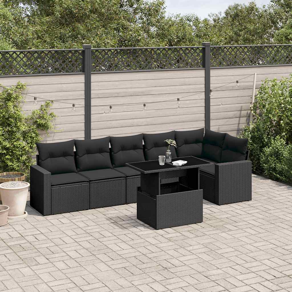 Set Canapele De Grădină Cu Perne, 7 Piese, , Poliratan