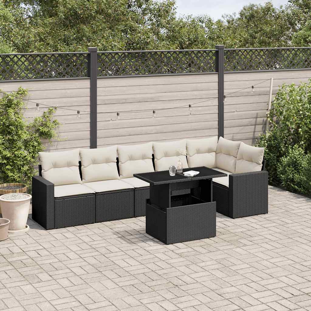 Set Canapele De Grădină Cu Perne, 7 Piese, , Poliratan
