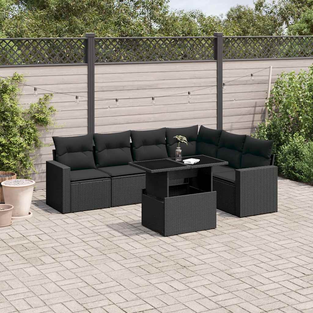 Set Canapele De Grădină, 7 Piese, Cu Perne, , Poliratan