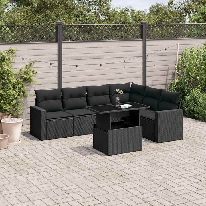 Set Canapele De Grădină, 7 Piese, Cu Perne, , Poliratan