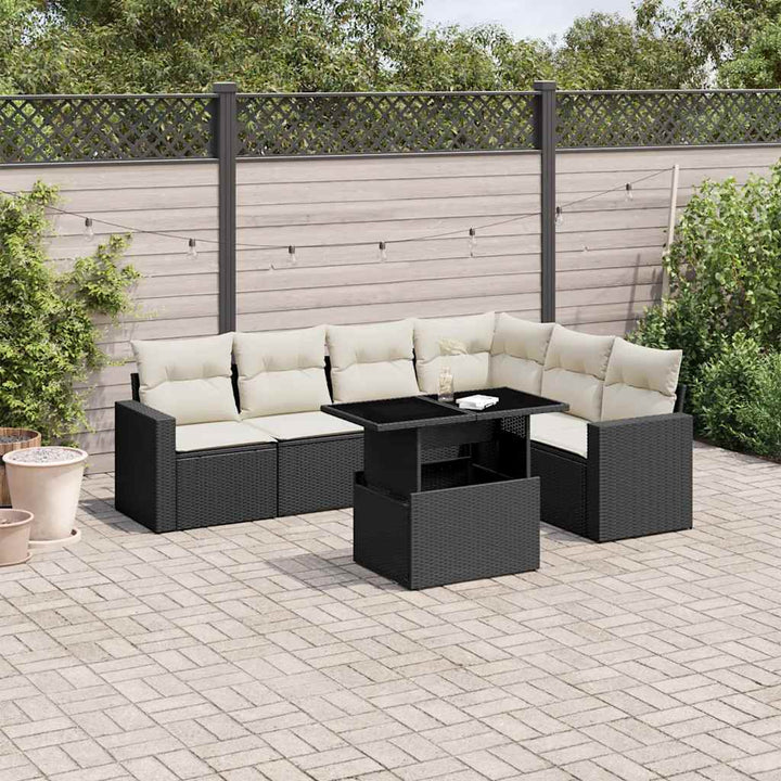 Set Canapele De Grădină, 7 Piese, Cu Perne, , Poliratan