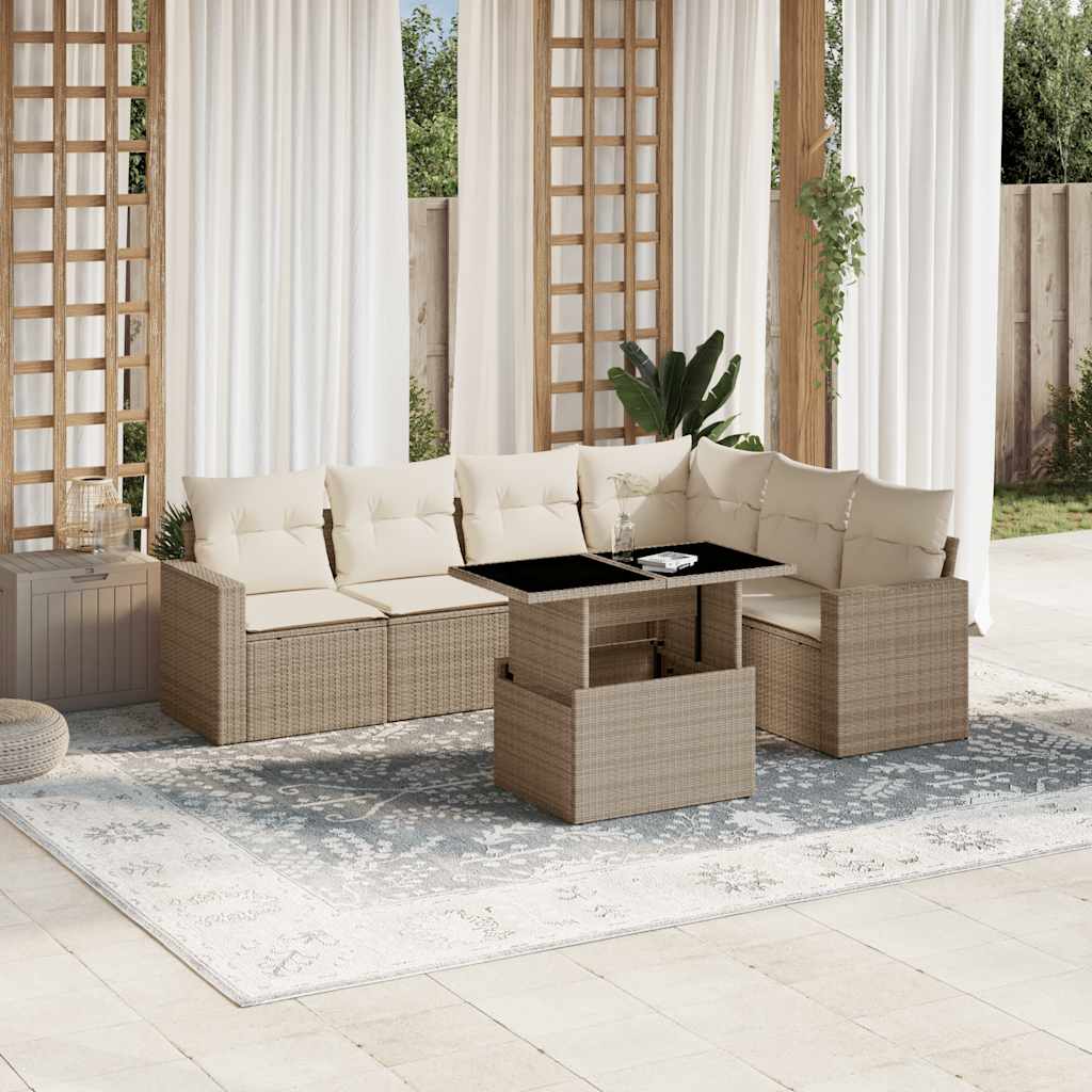 Set Canapele De Grădină, 7 Piese, Cu Perne, , Poliratan