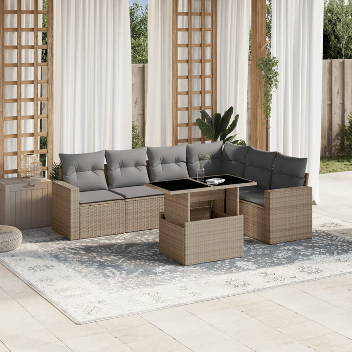 Set Canapele De Grădină, 7 Piese, Cu Perne, , Poliratan