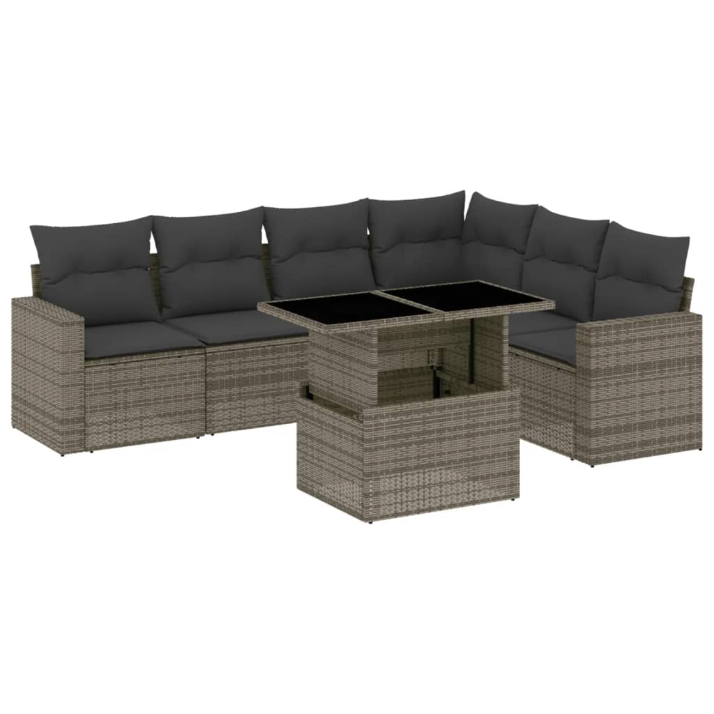 Set Canapele De Grădină, 7 Piese, Cu Perne, , Poliratan