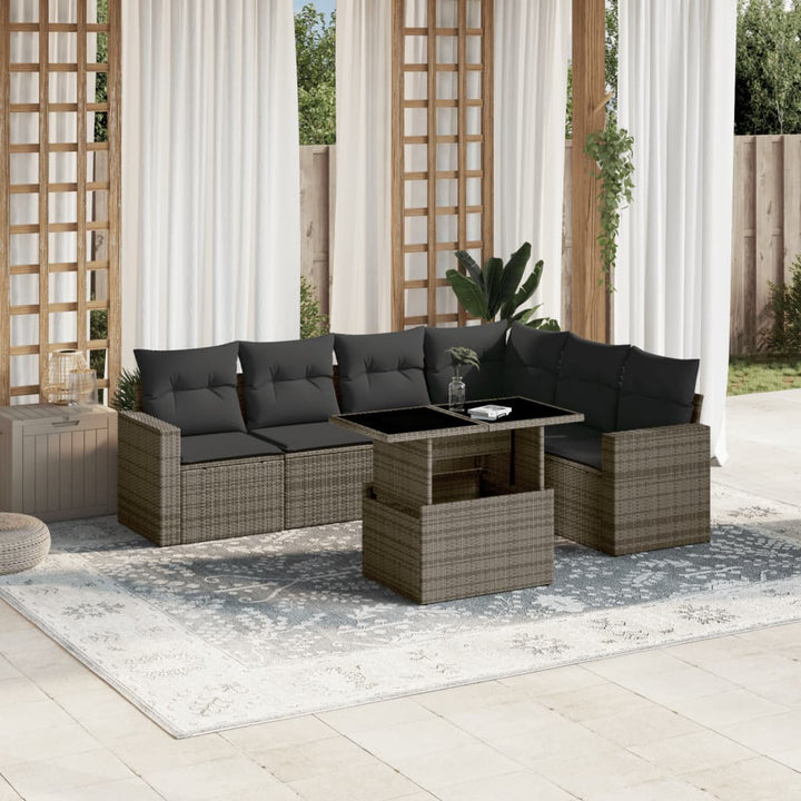Set Canapele De Grădină, 7 Piese, Cu Perne, , Poliratan