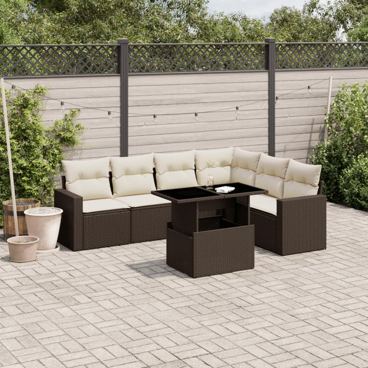 Set Canapele De Grădină, 7 Piese, Cu Perne, , Poliratan