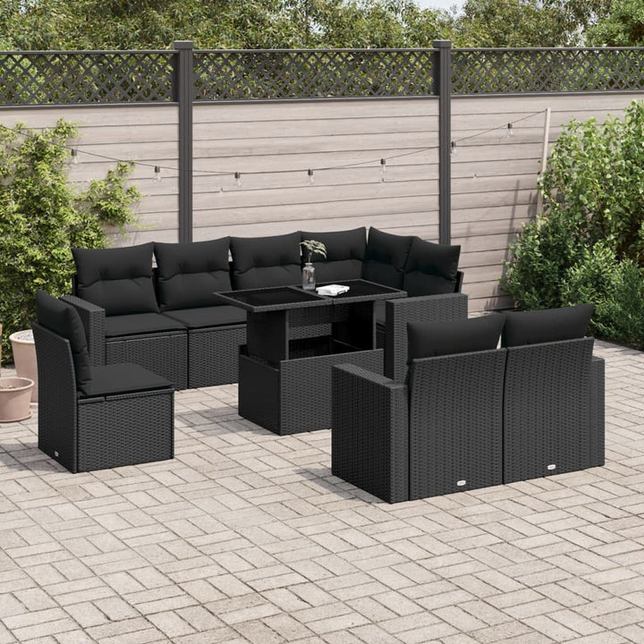 Set Mobilier De Grădină Cu Perne, 9 Piese, , Poliratan