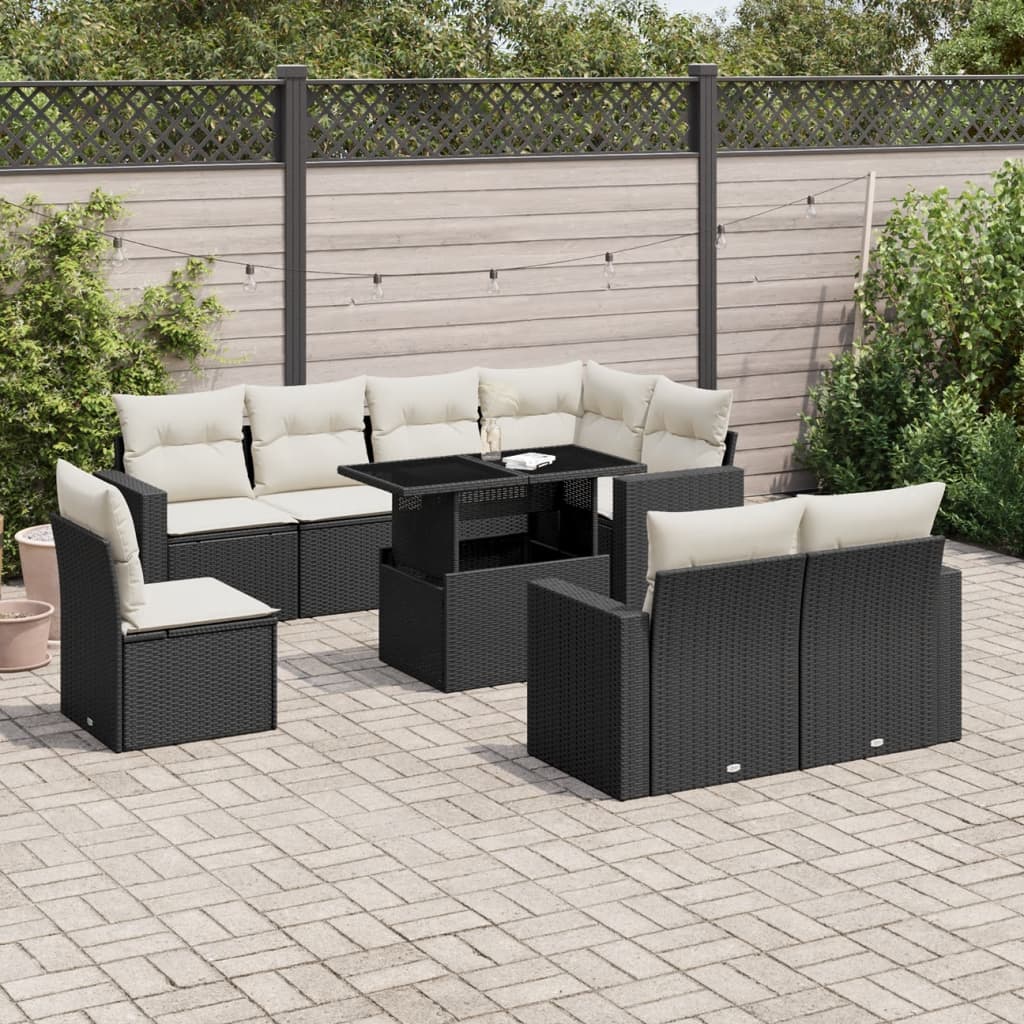 Set Mobilier De Grădină Cu Perne, 9 Piese, , Poliratan