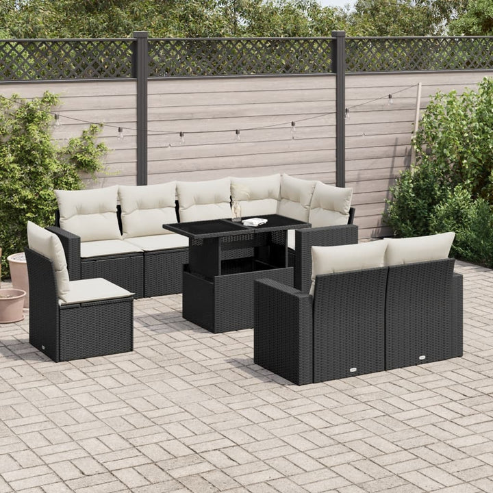 Set Mobilier De Grădină Cu Perne, 9 Piese, , Poliratan