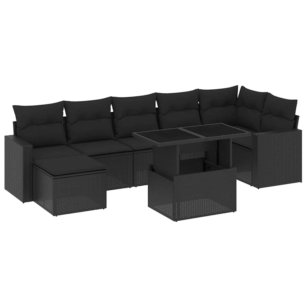 Set Mobilier De Grădină Cu Perne, 8 Piese, , Poliratan