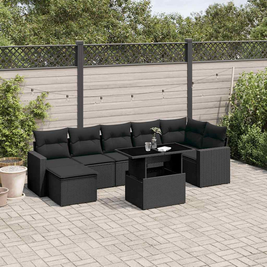 Set Mobilier De Grădină Cu Perne, 8 Piese, , Poliratan