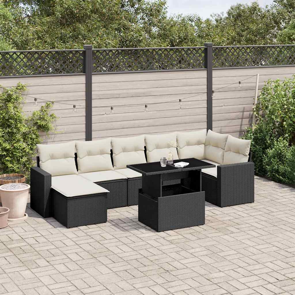 Set Mobilier De Grădină Cu Perne, 8 Piese, , Poliratan