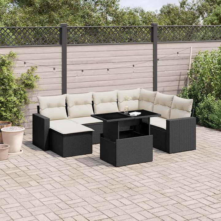Set Canapele De Grădină, 8 Piese, Cu Perne, Bej, Poliratan