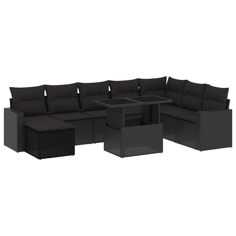 Set Mobilier De Grădină Cu Perne, 9 Piese, , Poliratan
