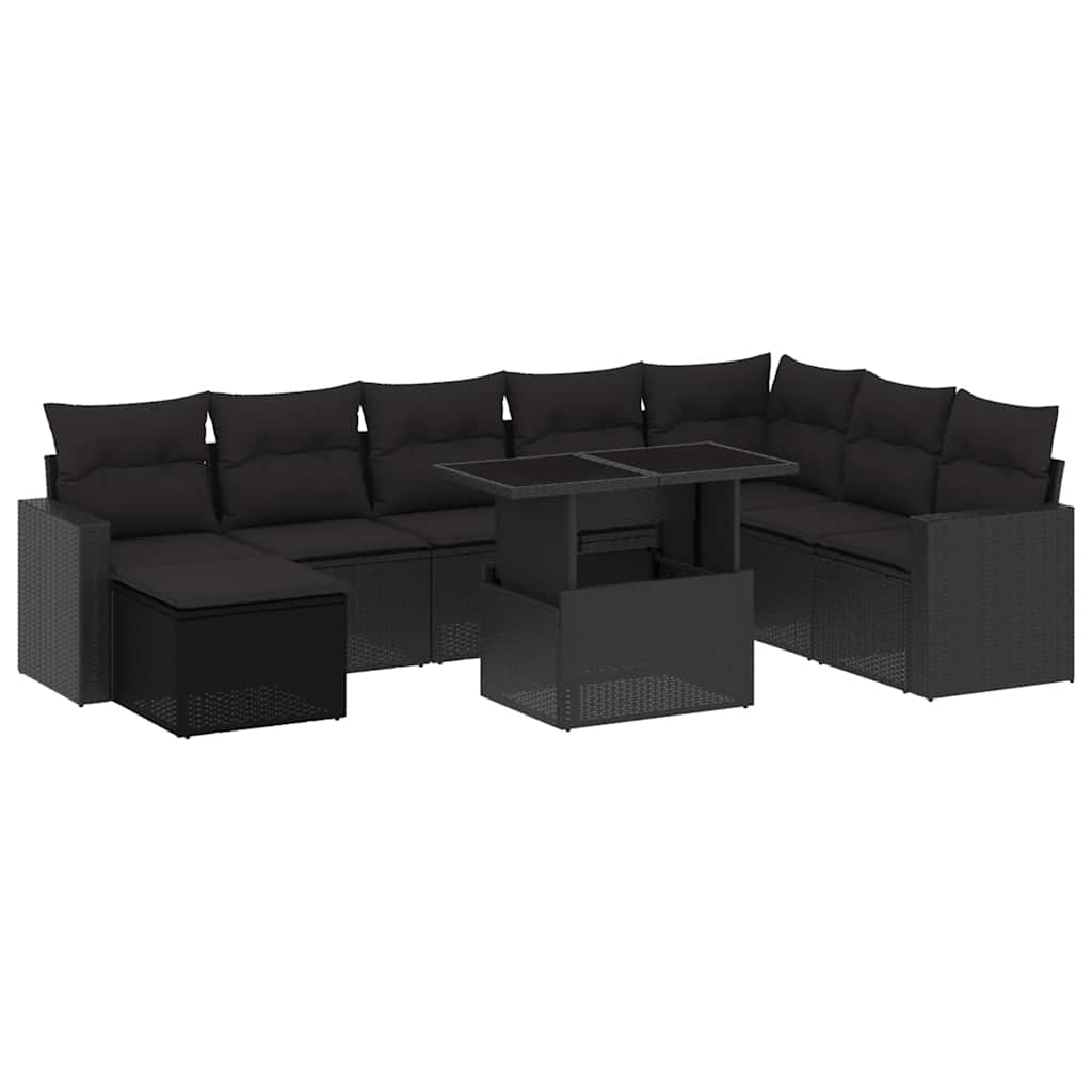 Set Mobilier De Grădină Cu Perne, 9 Piese, , Poliratan