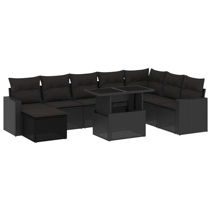 Set Mobilier De Grădină Cu Perne, 9 Piese, , Poliratan