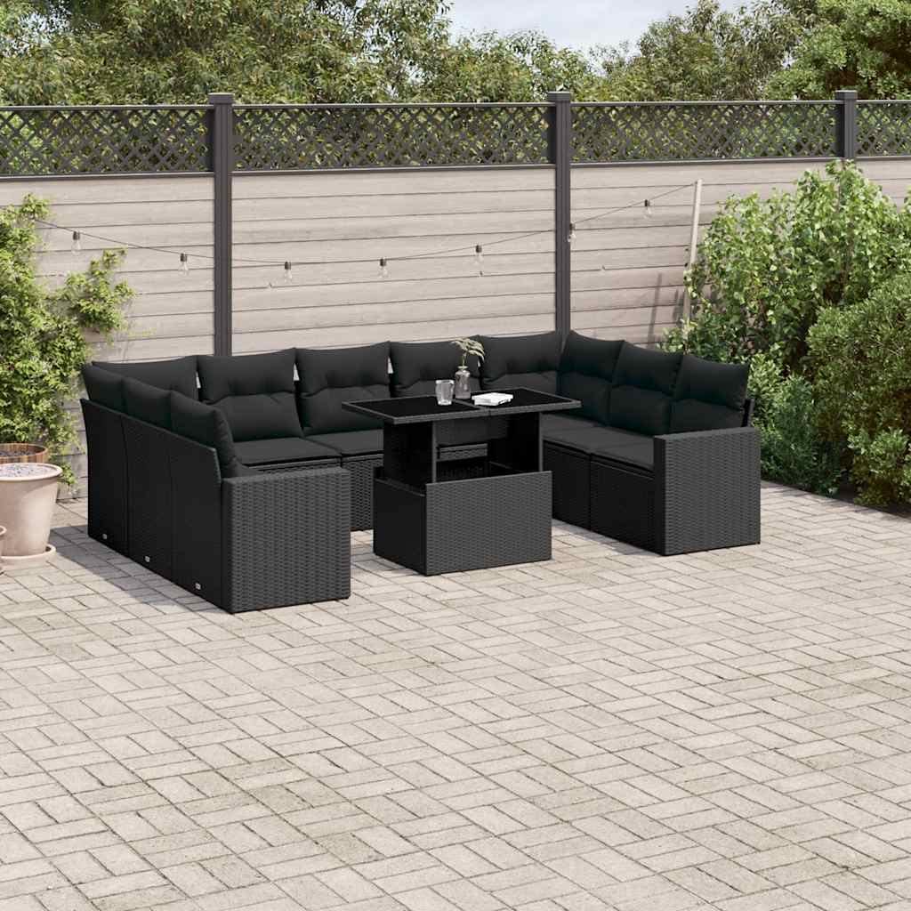 Set Canapele De Grădină Cu Perne, 10 Piese, Bej, Poliratan