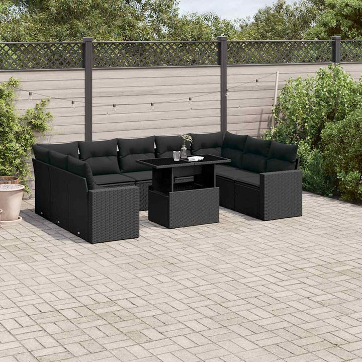 Set Canapele De Grădină Cu Perne, 10 Piese, Bej, Poliratan