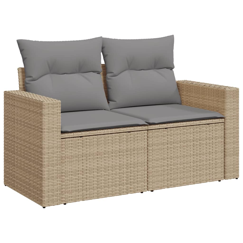 Set Canapele De Grădină Cu Perne, 10 Piese, Bej, Poliratan