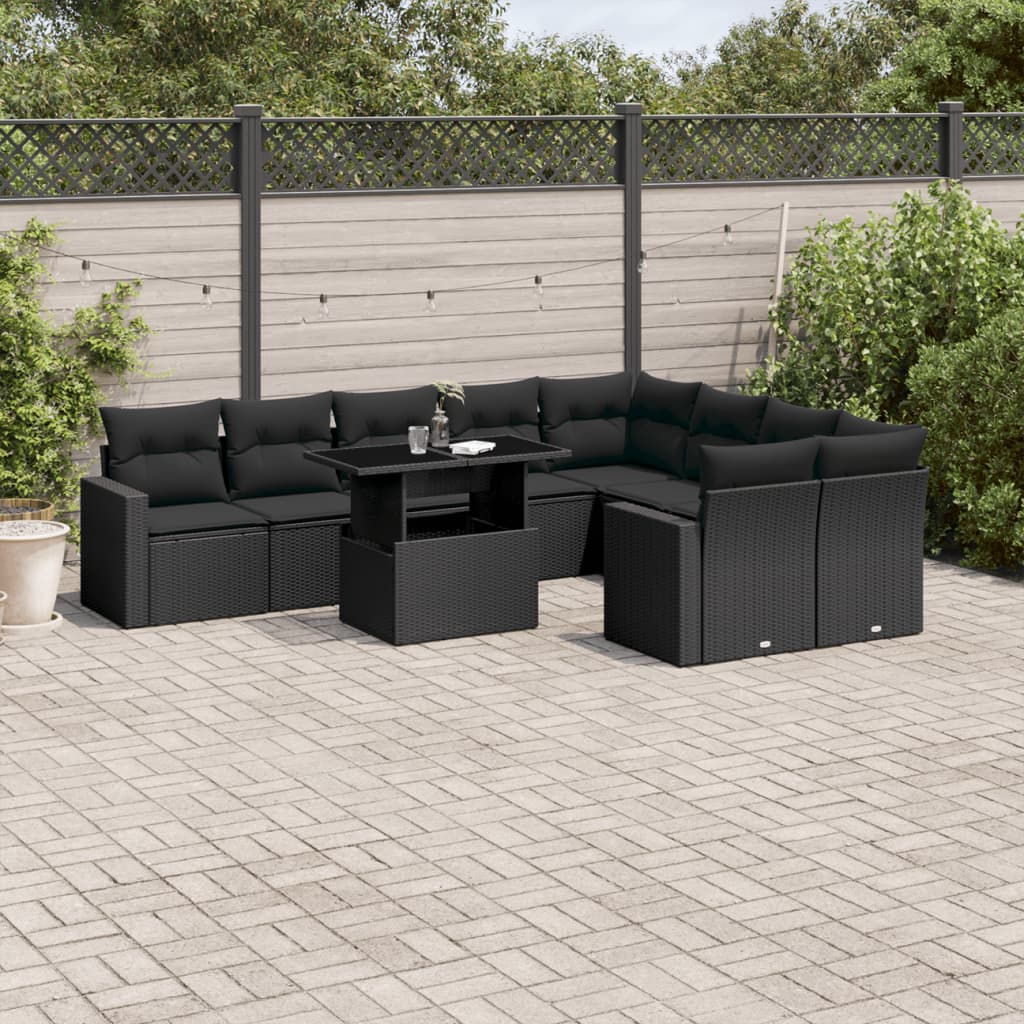 Set Mobilier De Grădină Cu Perne, 10 Piese, , Poliratan