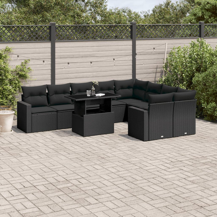 Set Mobilier De Grădină Cu Perne, 10 Piese, , Poliratan