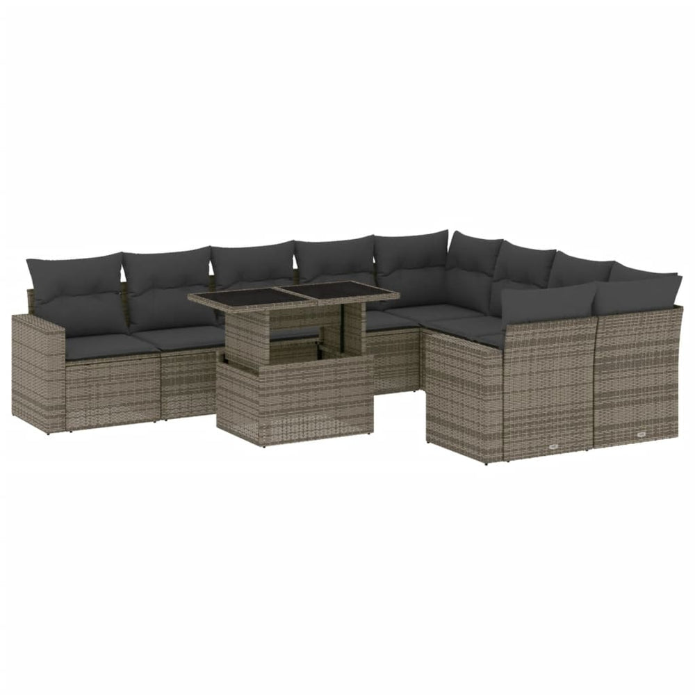 Set Mobilier De Grădină Cu Perne, 10 Piese, , Poliratan