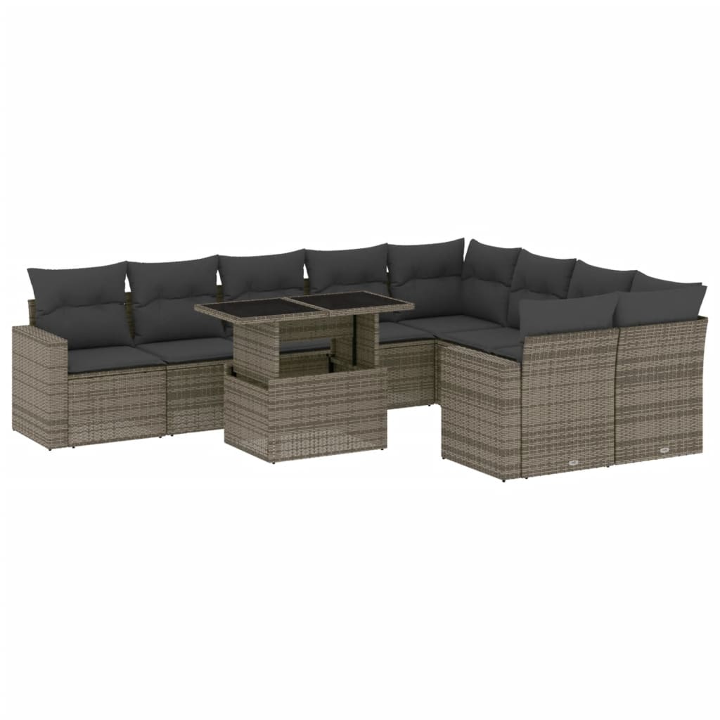 Set Mobilier De Grădină Cu Perne, 10 Piese, , Poliratan
