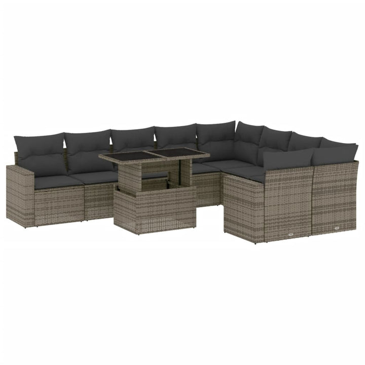 Set Mobilier De Grădină Cu Perne, 10 Piese, , Poliratan