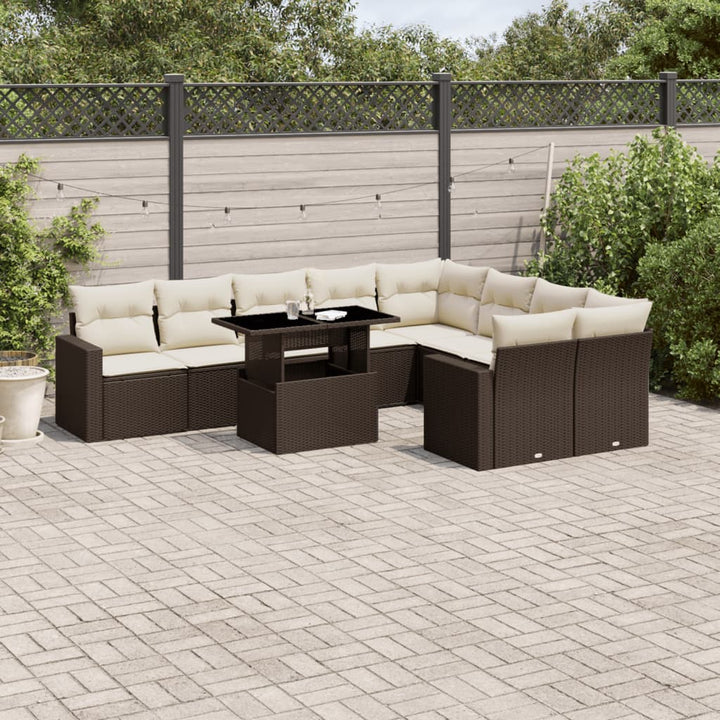 Set Mobilier De Grădină Cu Perne, 10 Piese, , Poliratan