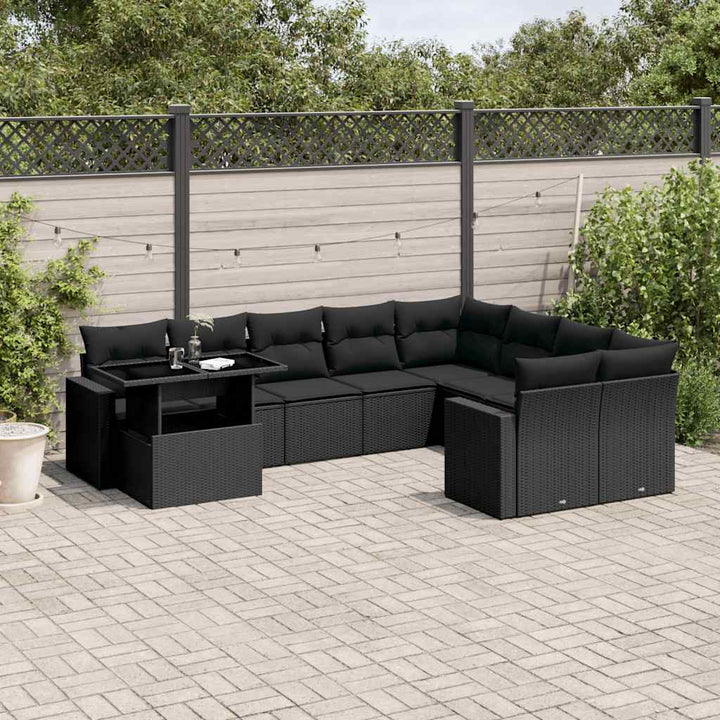 Set Canapele De Grădină Cu Perne, 10 Piese, Bej, Poliratan