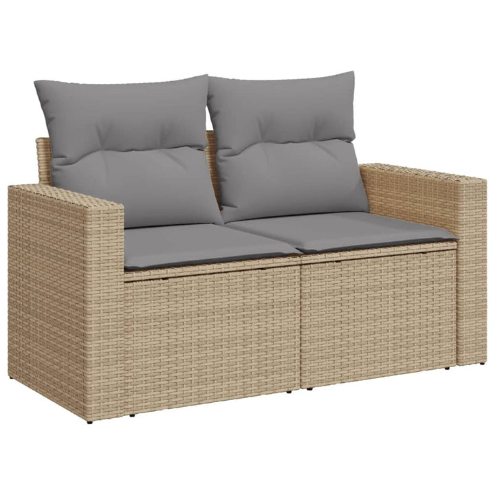 Set Canapele De Grădină Cu Perne, 10 Piese, Bej, Poliratan