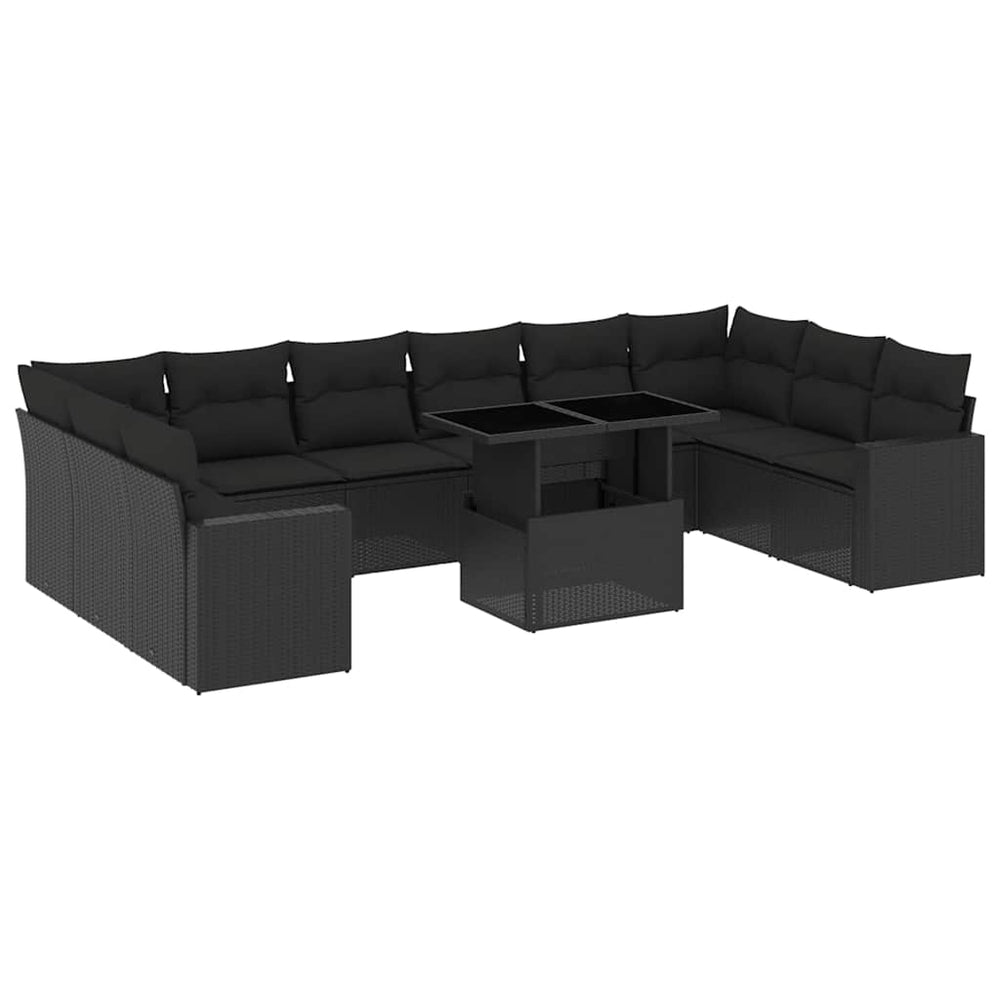 Set Canapele De Grădină Cu Perne, 11 Piese, , Poliratan