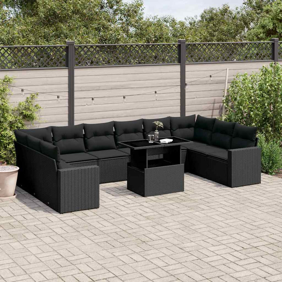 Set Canapele De Grădină Cu Perne, 11 Piese, , Poliratan