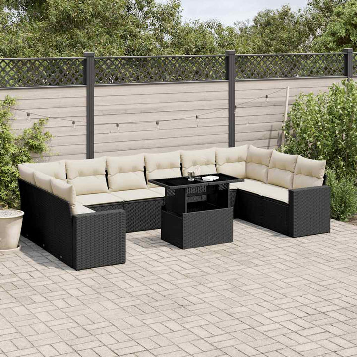 Set Canapele De Grădină Cu Perne, 11 Piese, , Poliratan