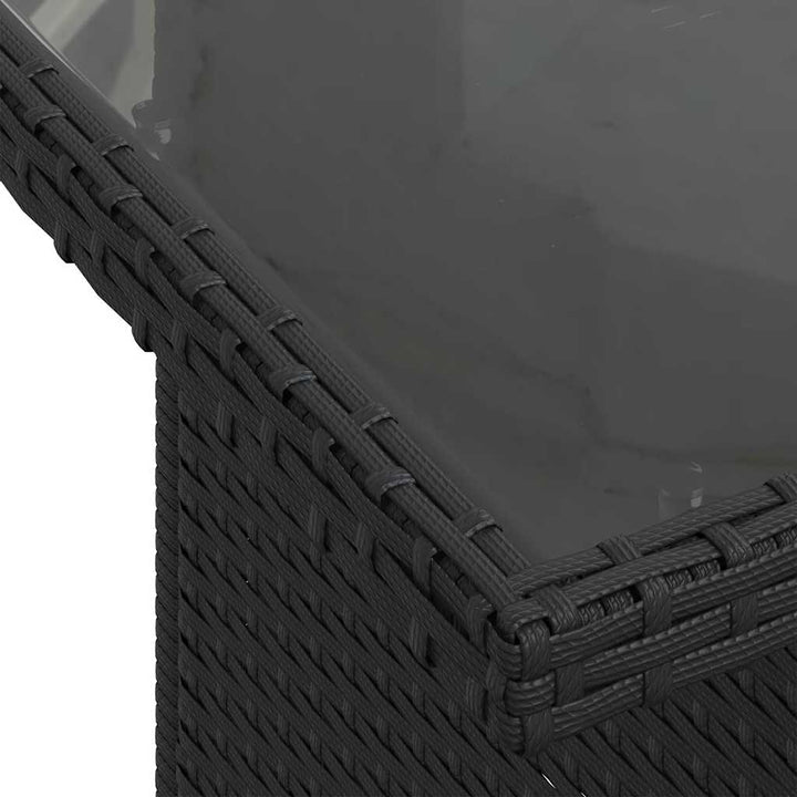 Set Canapele De Grădină Cu Perne, 11 Piese, Negru, Poliratan