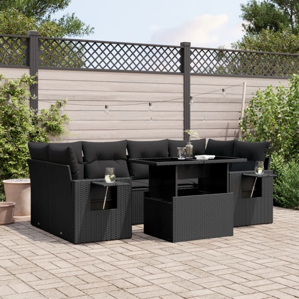 Set Canapele De Grădină Cu Perne, 7 Piese, , Poliratan