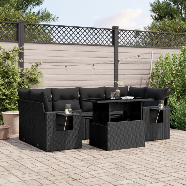Set Canapele De Grădină Cu Perne, 7 Piese, , Poliratan