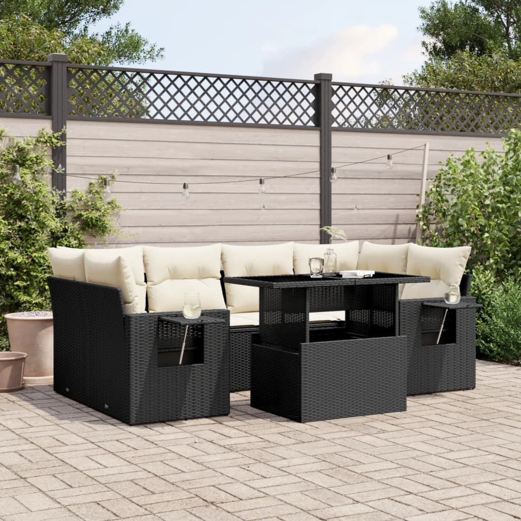Set Canapele De Grădină Cu Perne, 7 Piese, , Poliratan