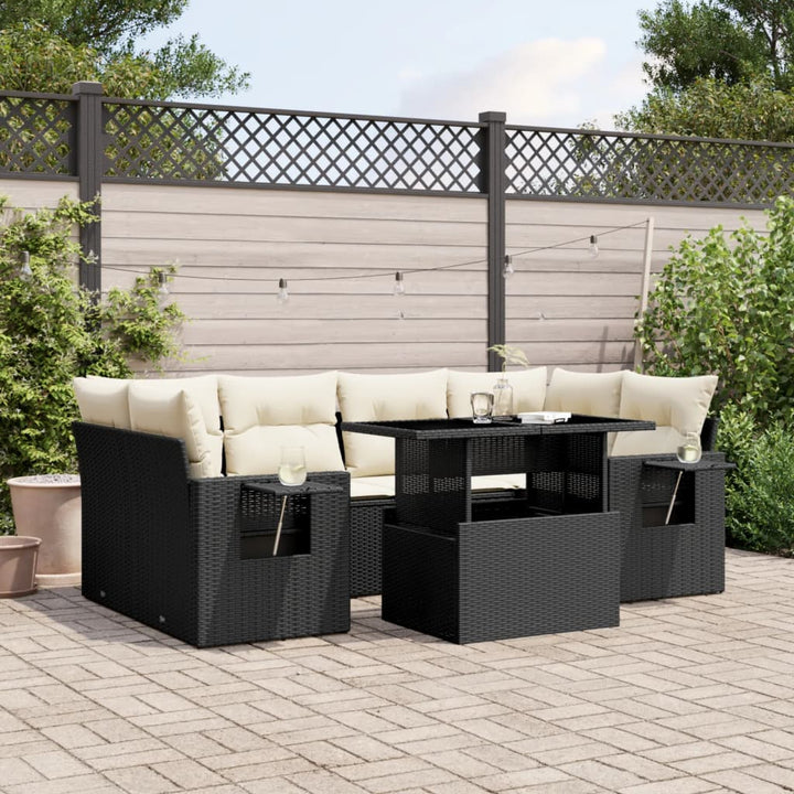 Set Canapele De Grădină Cu Perne, 7 Piese, , Poliratan