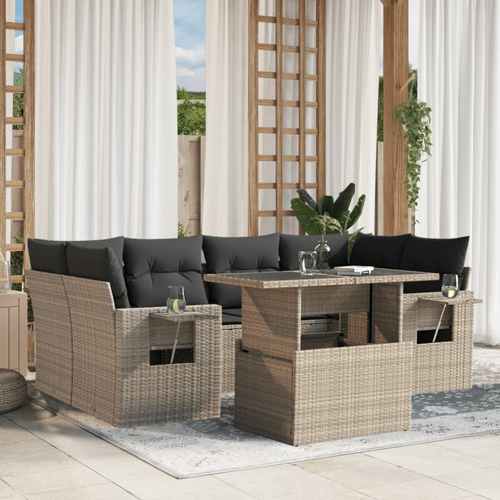 Set Canapele De Grădină Cu Perne, 7 Piese, , Poliratan