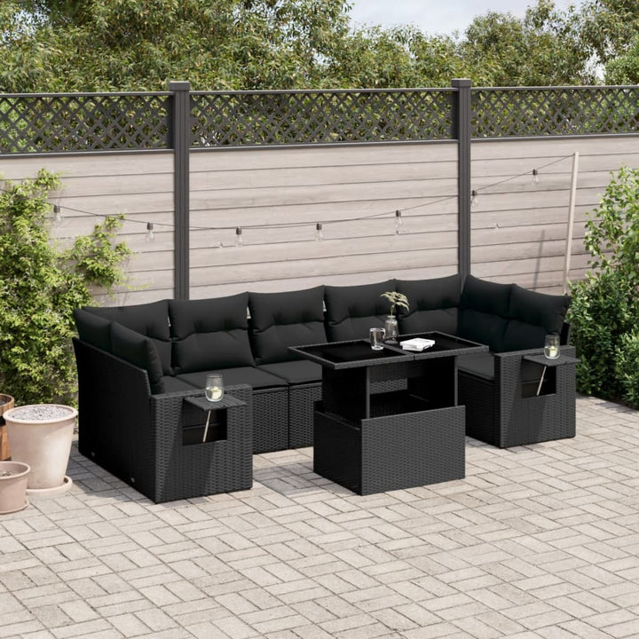 Set Mobilier De Grădină Cu Perne, 8 Piese, , Poliratan