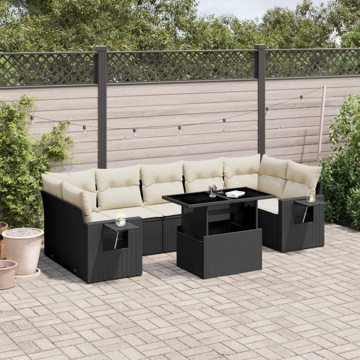 Set Mobilier De Grădină Cu Perne, 8 Piese, , Poliratan