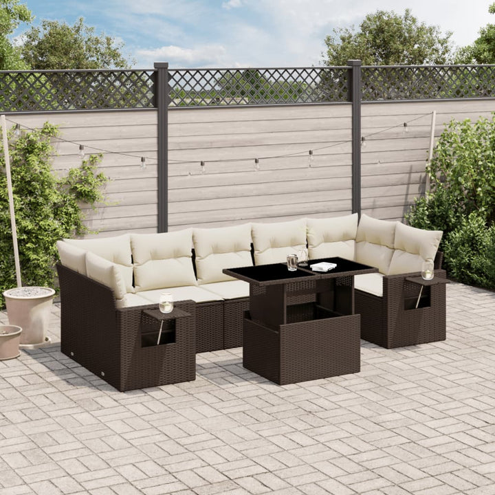 Set Mobilier De Grădină Cu Perne, 8 Piese, , Poliratan