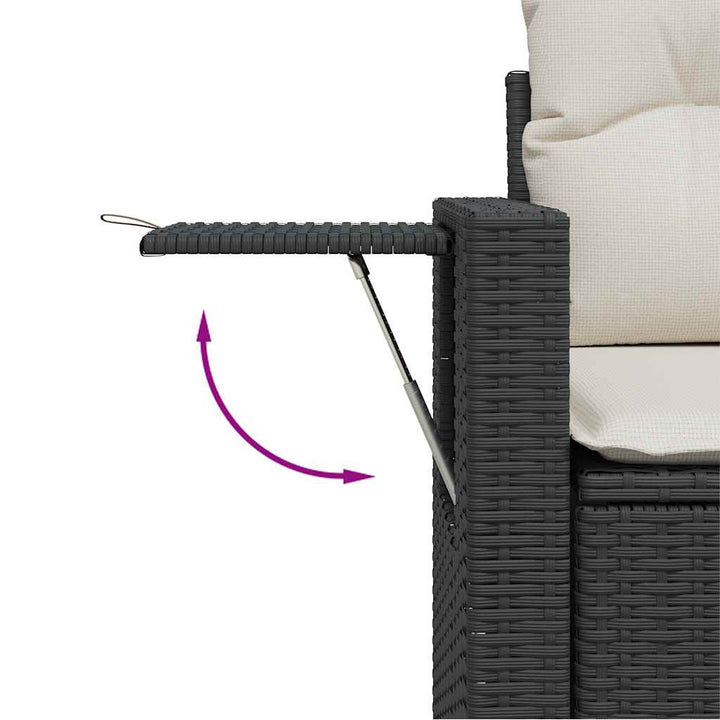 Set Mobilier De Grădină Cu Perne, 9 Piese, Negru, Poliratan