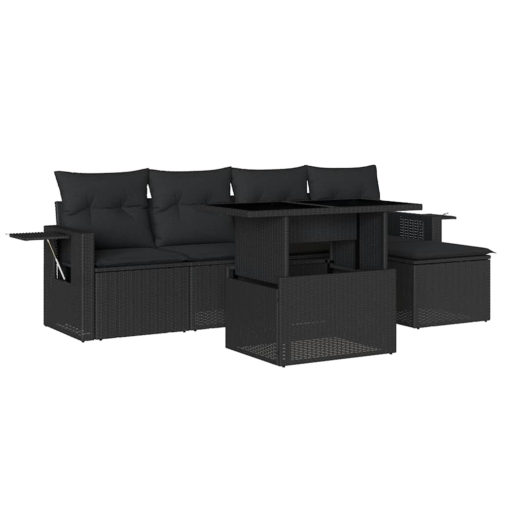 Set Mobilier De Grădină Cu Perne, 6 Piese, , Poliratan