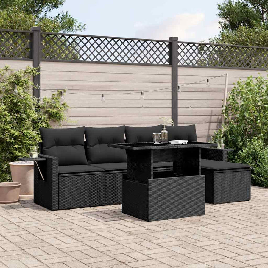 Set Mobilier De Grădină Cu Perne, 6 Piese, , Poliratan